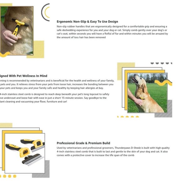 'THUNDER-PAWS' DOG PROFESSIONAL DESHEDDING TOOL COMPLETE GROOMING SYSTEM - Picture 14 of 16